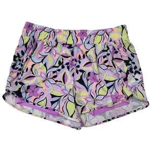 {Avia} Purple Floral High Rise Elastic Waist Brief Lined Running Shorts